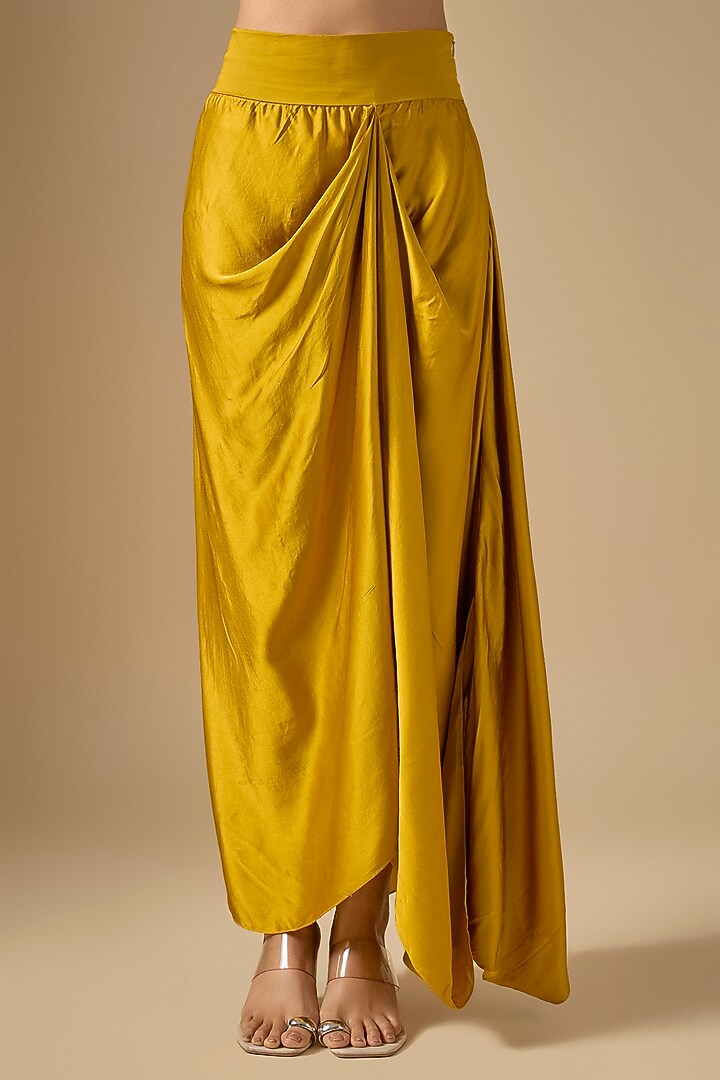 Mustard Organza Maal Work A-line Kaftan Set by Prisho at Pernia's Pop Up Shop