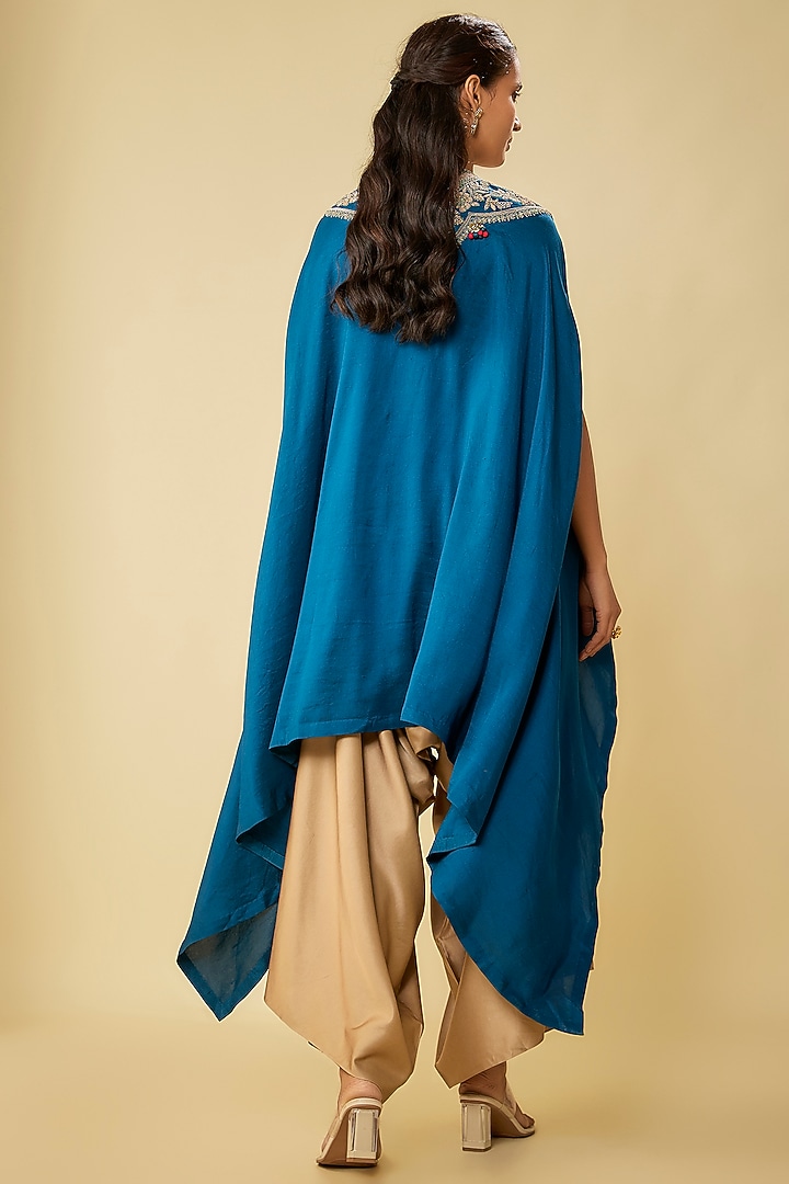 Blue Silk Dori Work Kaftan Set by Prisho at Pernia's Pop Up Shop
