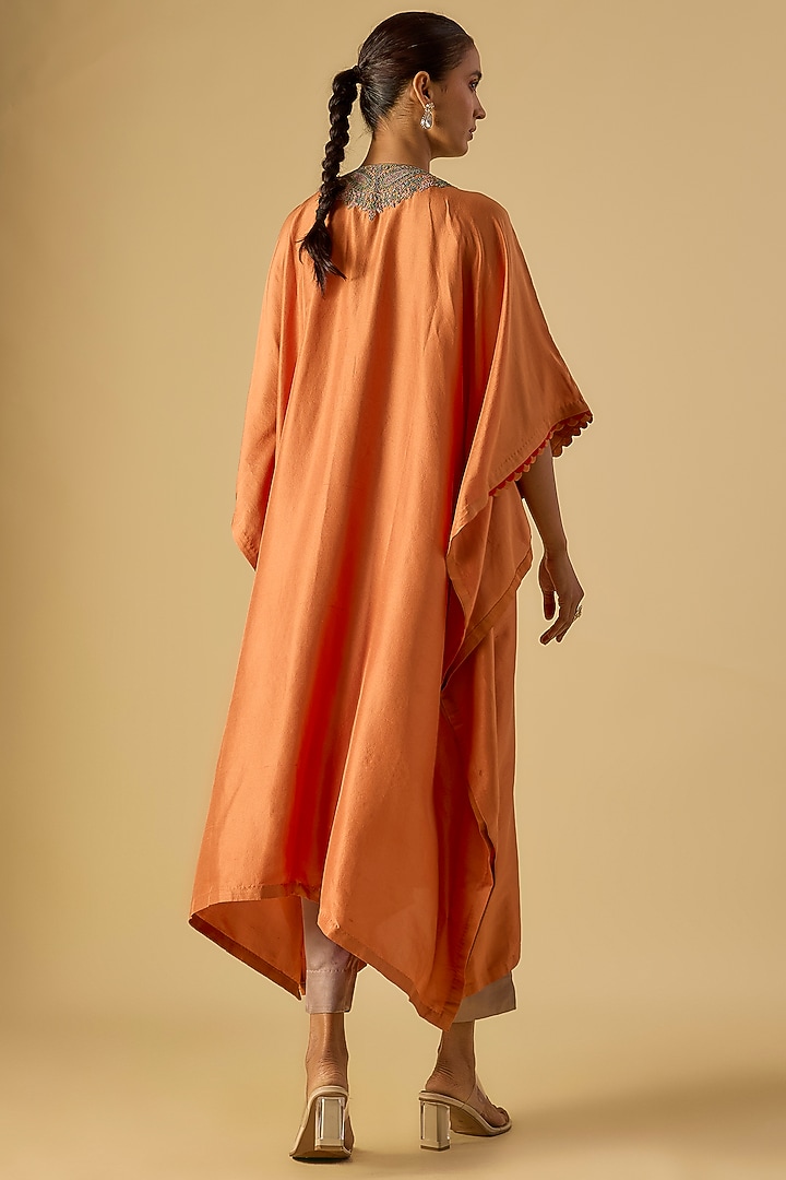 Rust Silk Dori Work Kaftan Set by Prisho at Pernia's Pop Up Shop