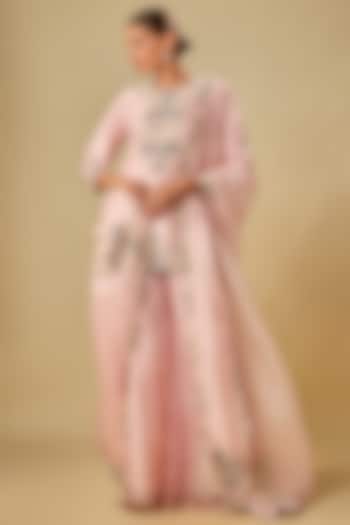 Flamingo Pink Silk Resham Work Kurta Set by Prisho at Pernia's Pop Up Shop