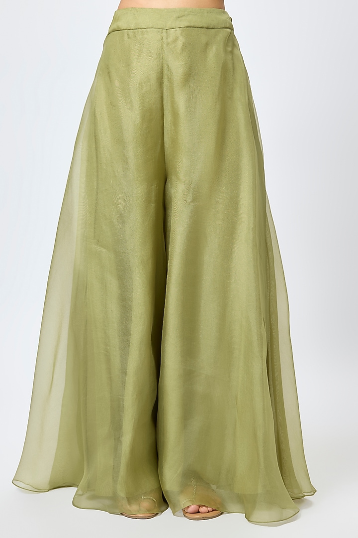 Sea Green Organza Wedding Sharara Set by Prisho at Pernia's Pop Up Shop