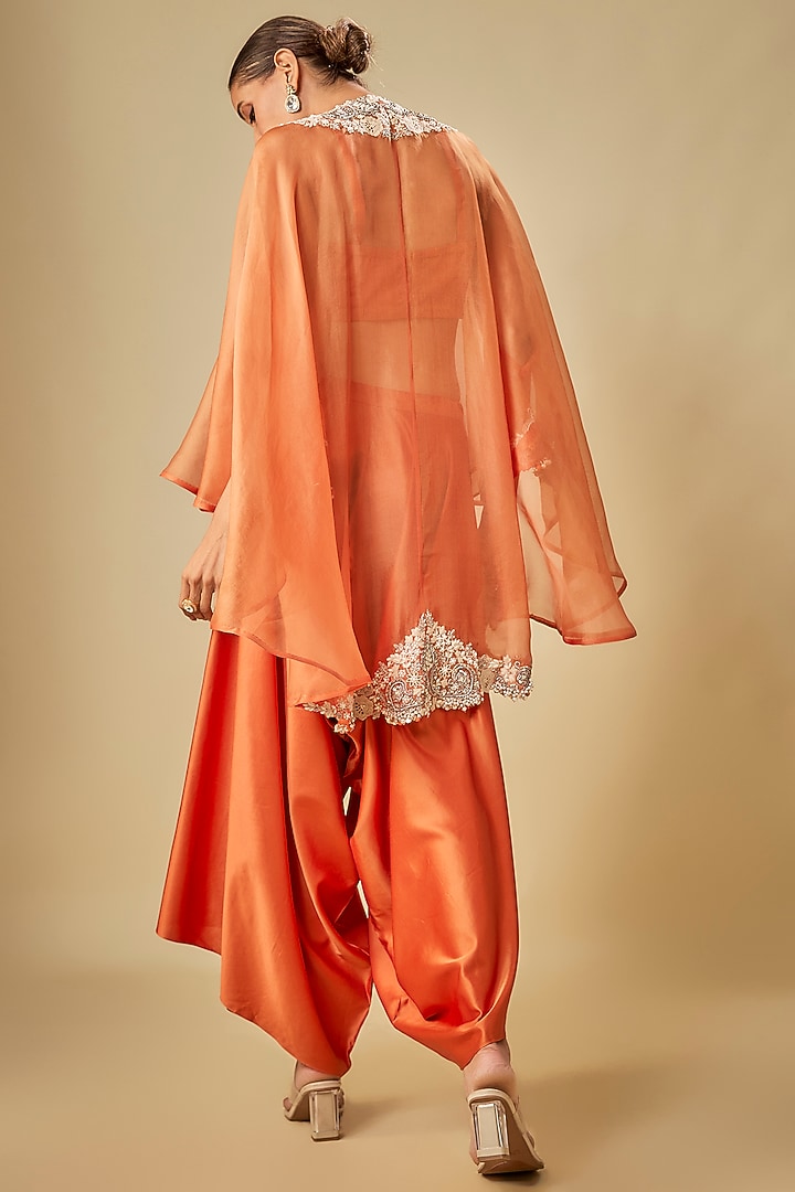 Rust Organza Resham Work Kaftan Set by Prisho at Pernia's Pop Up Shop