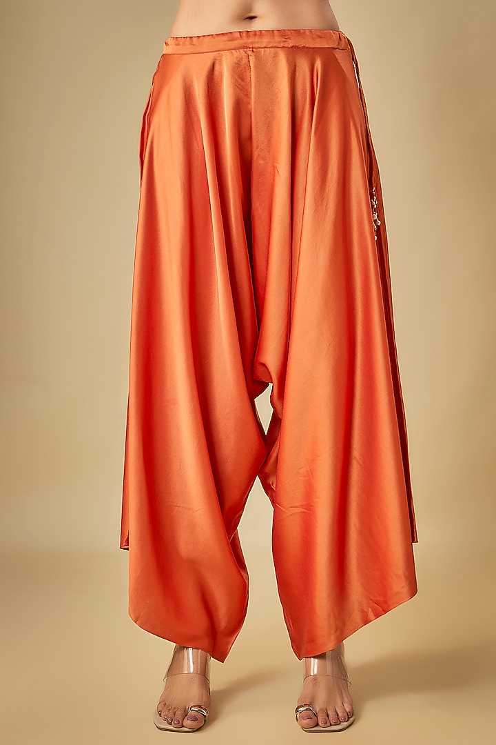 Rust Organza Resham Work Kaftan Set by Prisho at Pernia's Pop Up Shop