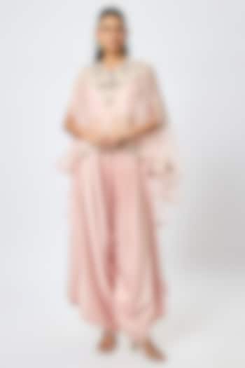 Pink Organza Resham & Maal Work Kaftan Set by Prisho at Pernia's Pop Up Shop