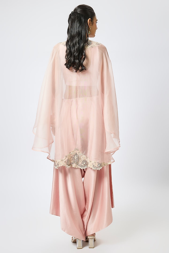 Pink Organza Resham & Maal Work Kaftan Set by Prisho at Pernia's Pop Up Shop