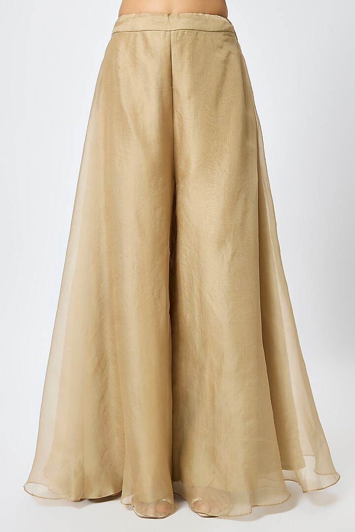 Beige Organza Wedding Sharara Set by Prisho at Pernia's Pop Up Shop