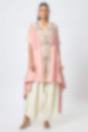 Pink Silk Resham & Maal Work Kaftan Set by Prisho at Pernia's Pop Up Shop