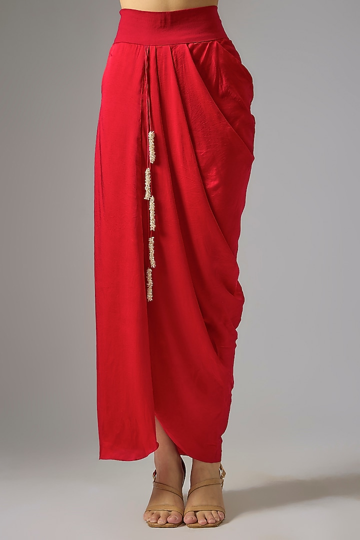 Red Organza Resham Work Cape Set by Prisho at Pernia's Pop Up Shop