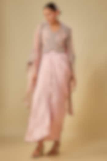 Flamingo Pink Organza Cape Set by Prisho at Pernia's Pop Up Shop