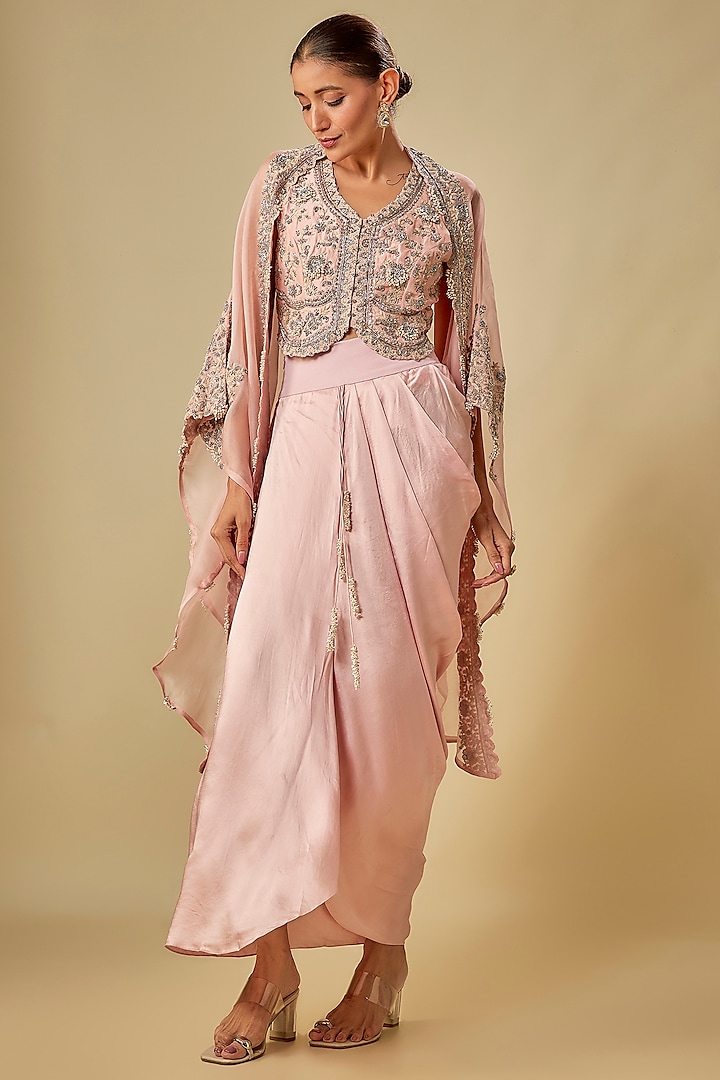 Flamingo Pink Organza Cape Set by Prisho at Pernia's Pop Up Shop