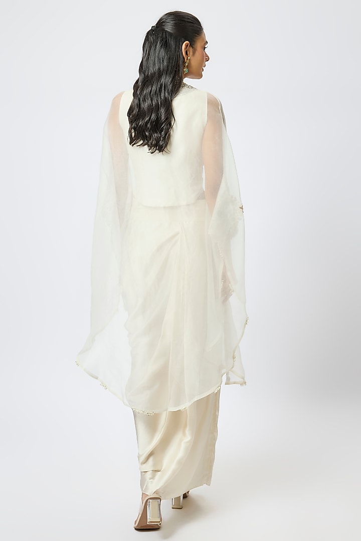 Ivory Silk Resham & Maal Work Jacket Set by Prisho at Pernia's Pop Up Shop