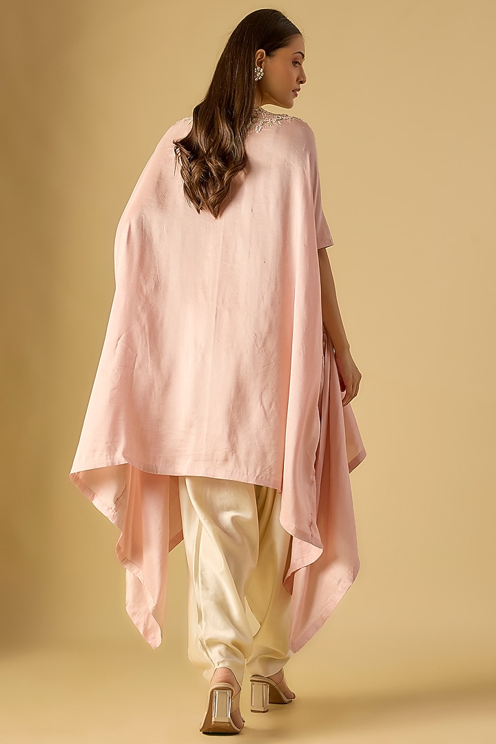 Flamingo Pink Silk Resham Work Kaftan Set by Prisho at Pernia's Pop Up Shop
