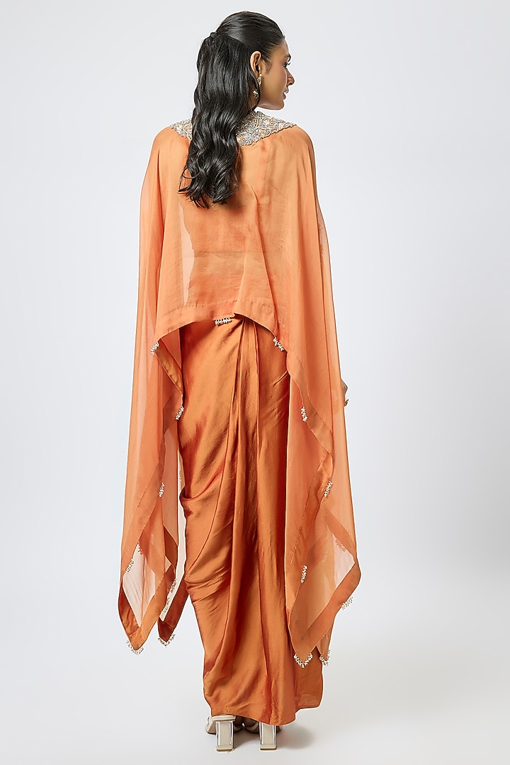 Rust Organza Resham & Maal Work Kaftan Set by Prisho at Pernia's Pop Up Shop
