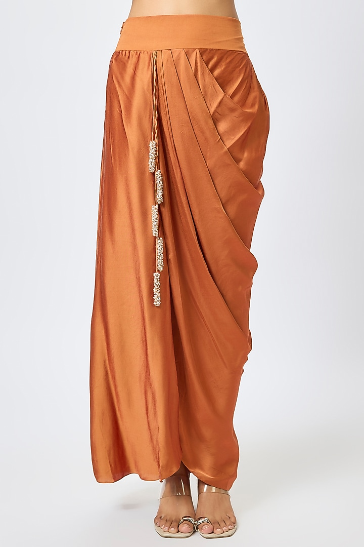 Rust Organza Resham & Maal Work Kaftan Set by Prisho at Pernia's Pop Up Shop