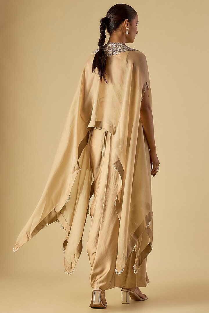 Beige Organza Maal & Resham Work Kaftan Set by Prisho at Pernia's Pop Up Shop