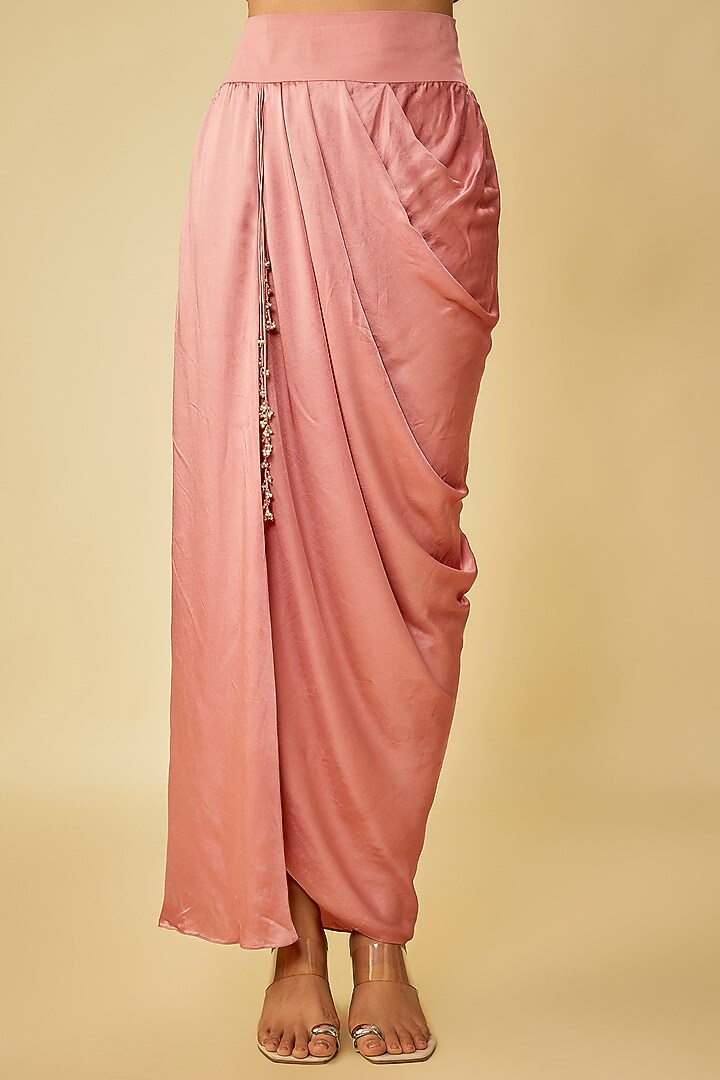 Flamingo Pink Organza & Silk Resham Work A-Line Kaftan Set by Prisho at Pernia's Pop Up Shop