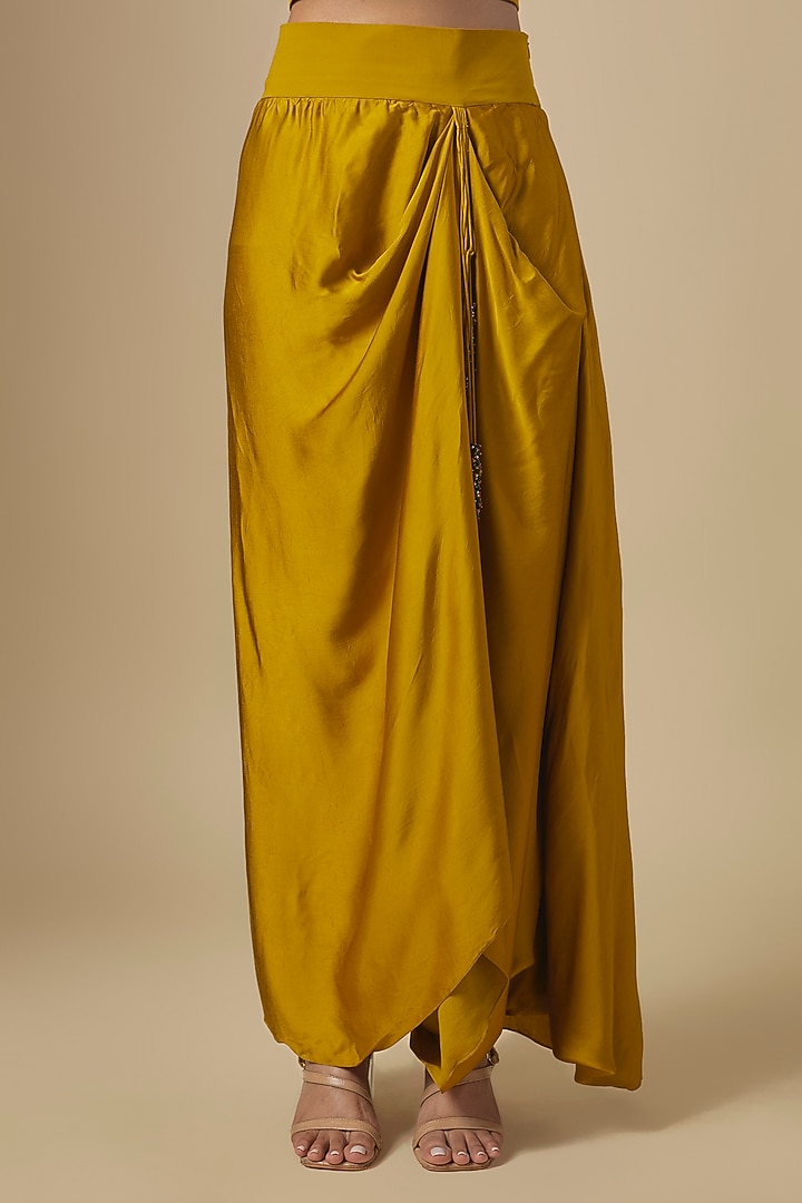 Mustard Chanderi Dori Embroidered Jacket Set by Prisho at Pernia's Pop Up Shop