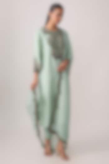 Aqua Silk Dori Embellished Kurta Set by Prisho at Pernia's Pop Up Shop
