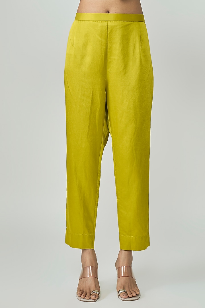 Lime Green Silk Dori Embellished Kurta Set by Prisho at Pernia's Pop Up Shop