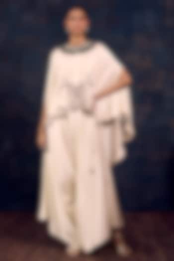 Ivory Silk Umbrella Kaftan Set by Prisho at Pernia's Pop Up Shop