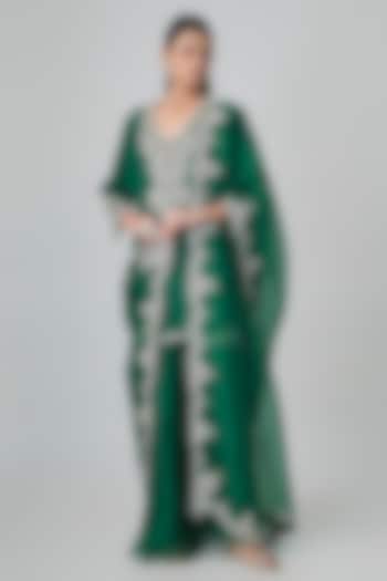 Emerald Green Organza Wedding Sharara Set by Prisho at Pernia's Pop Up Shop