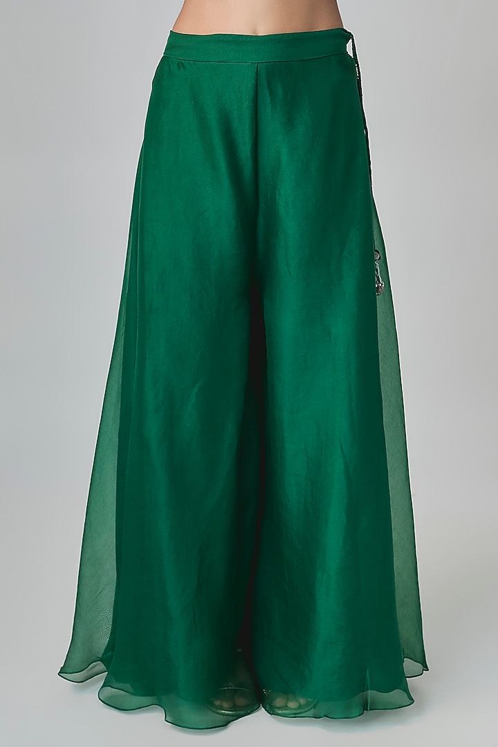 Emerald Green Organza Wedding Sharara Set by Prisho at Pernia's Pop Up Shop
