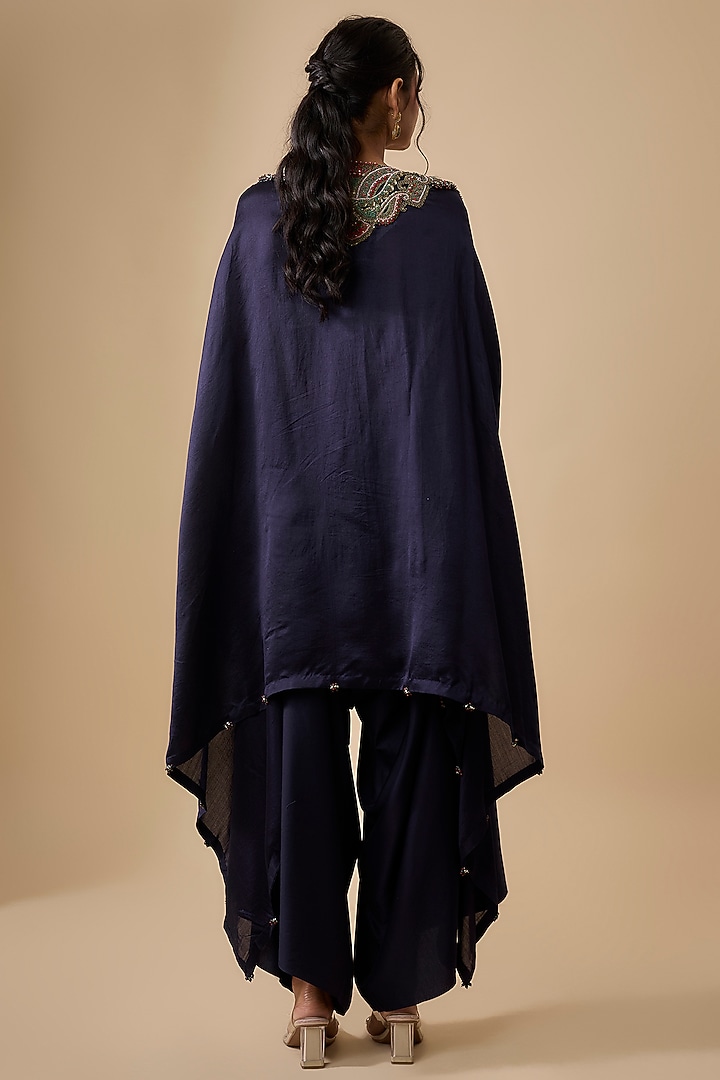 Royal Blue Chanderi Dori Embellished Kaftan Set by Prisho at Pernia's Pop Up Shop