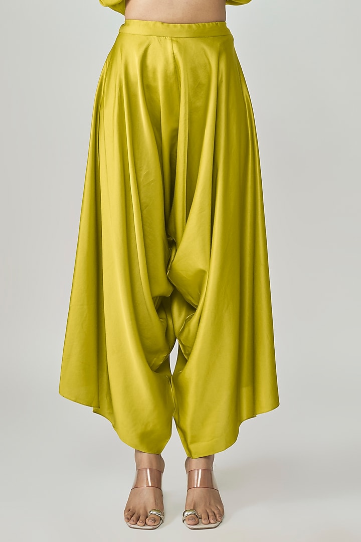 Lime Green Chanderi Dori Embellished Kaftan Set by Prisho at Pernia's Pop Up Shop