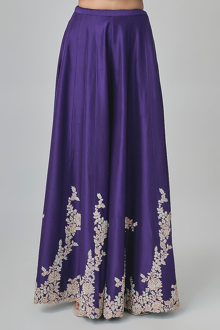Purple Organza Resham Work Bridal Sharara Set by Prisho at Pernia's Pop Up Shop