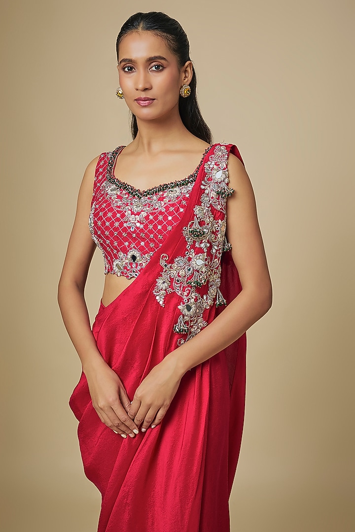 Red Silk Skirt Set by Prisho at Pernia's Pop Up Shop