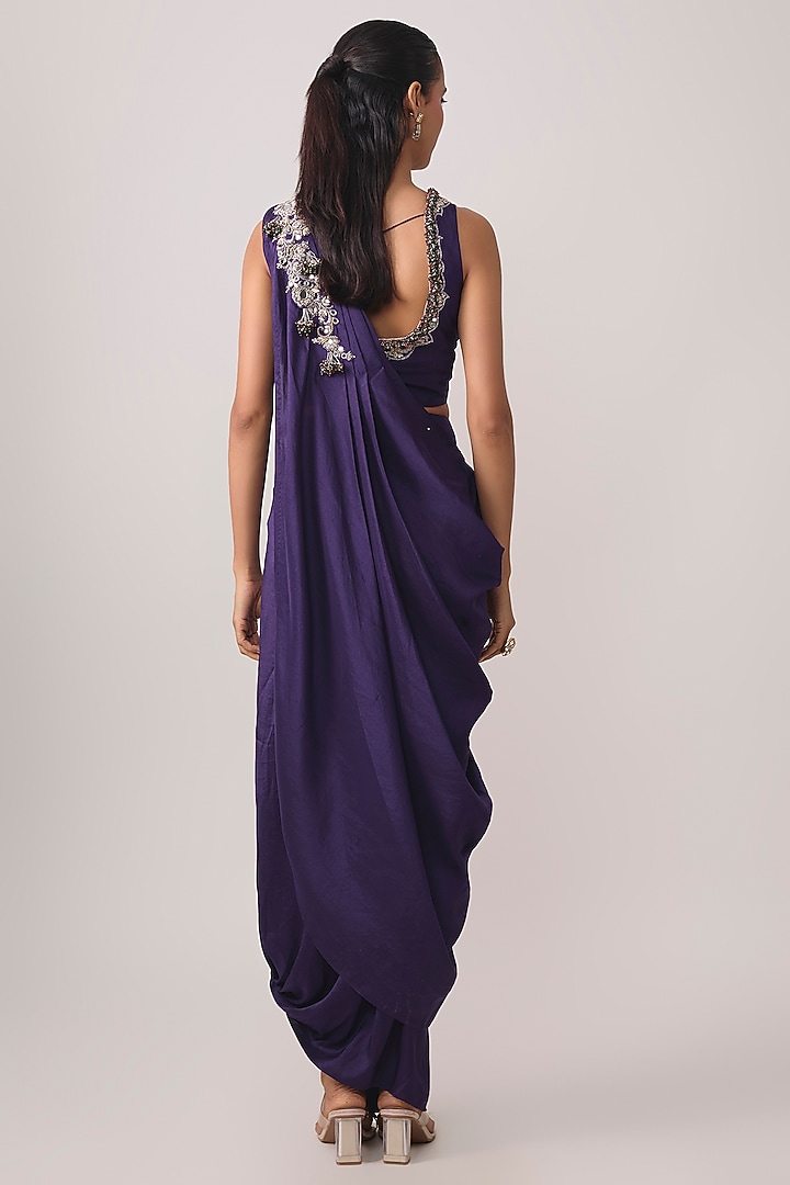 Royal Blue Silk Skirt Set by Prisho at Pernia's Pop Up Shop