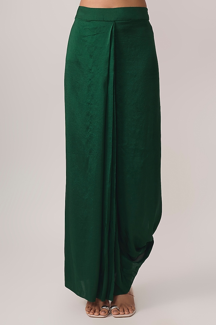 Bottle Green Silk Skirt Set by Prisho at Pernia's Pop Up Shop
