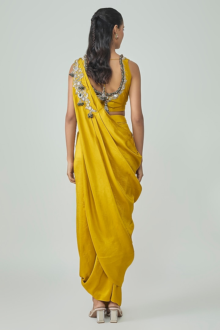 Mustard Silk Skirt Set by Prisho at Pernia's Pop Up Shop