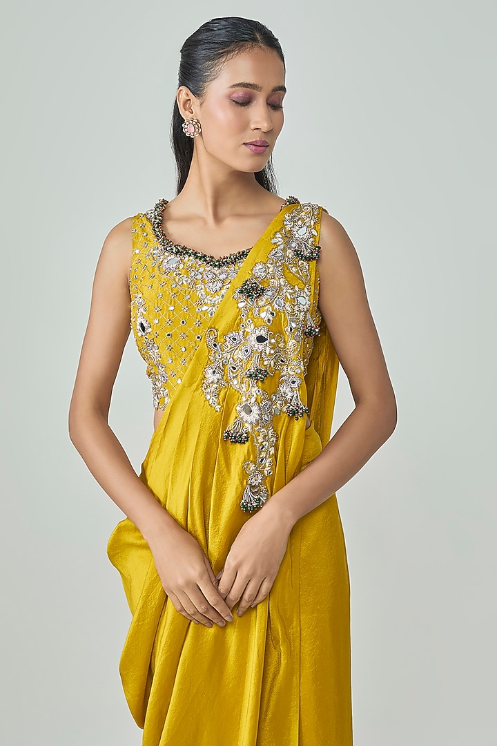 Mustard Silk Skirt Set by Prisho at Pernia's Pop Up Shop