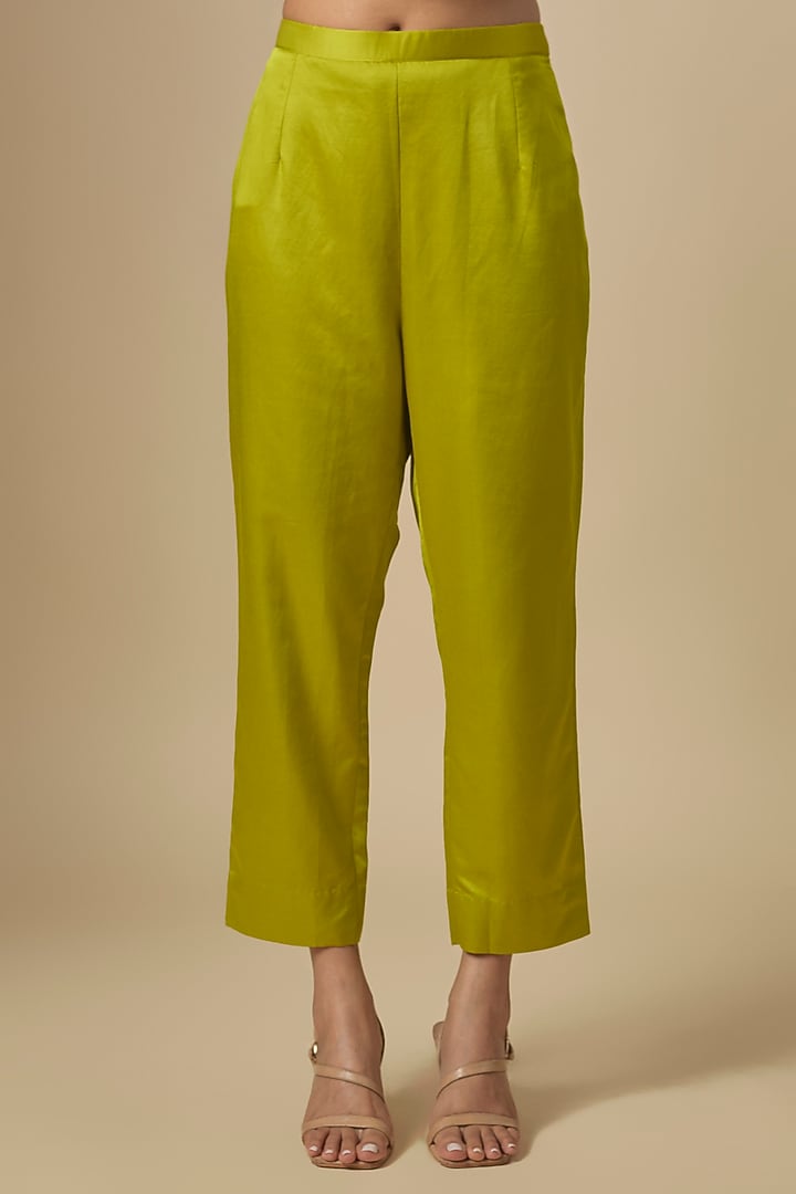 Lime Green Silk Dori Embroidered Kurta Set by Prisho at Pernia's Pop Up Shop