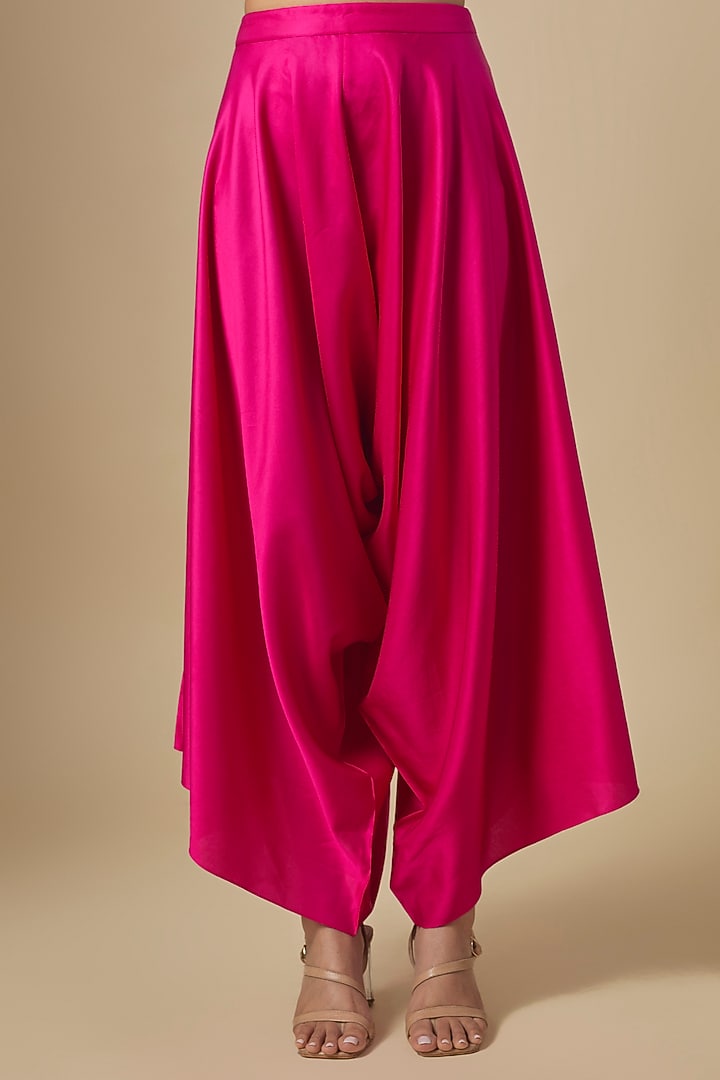 Fuchsia Chanderi Maal Embroidered Kaftan Set by Prisho at Pernia's Pop Up Shop