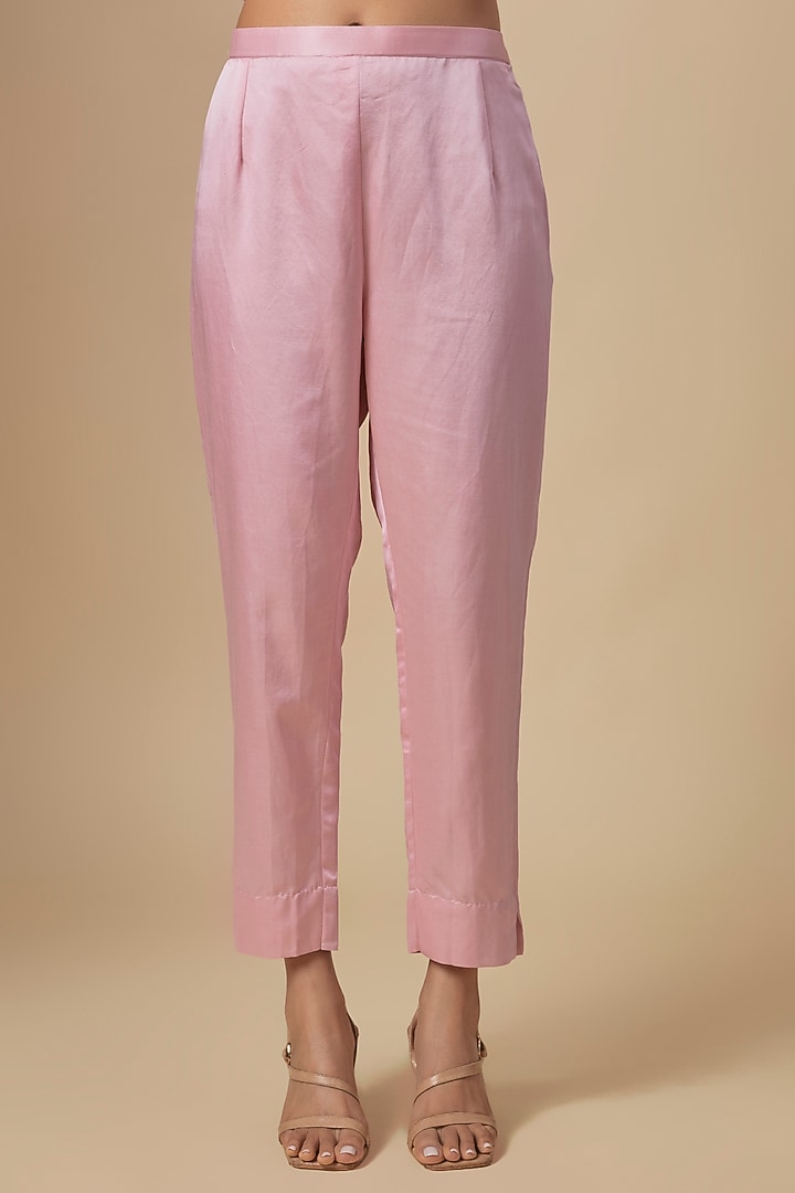 Dark Flamingo Silk Mukaish Embroidered Kaftan Set by Prisho at Pernia's Pop Up Shop