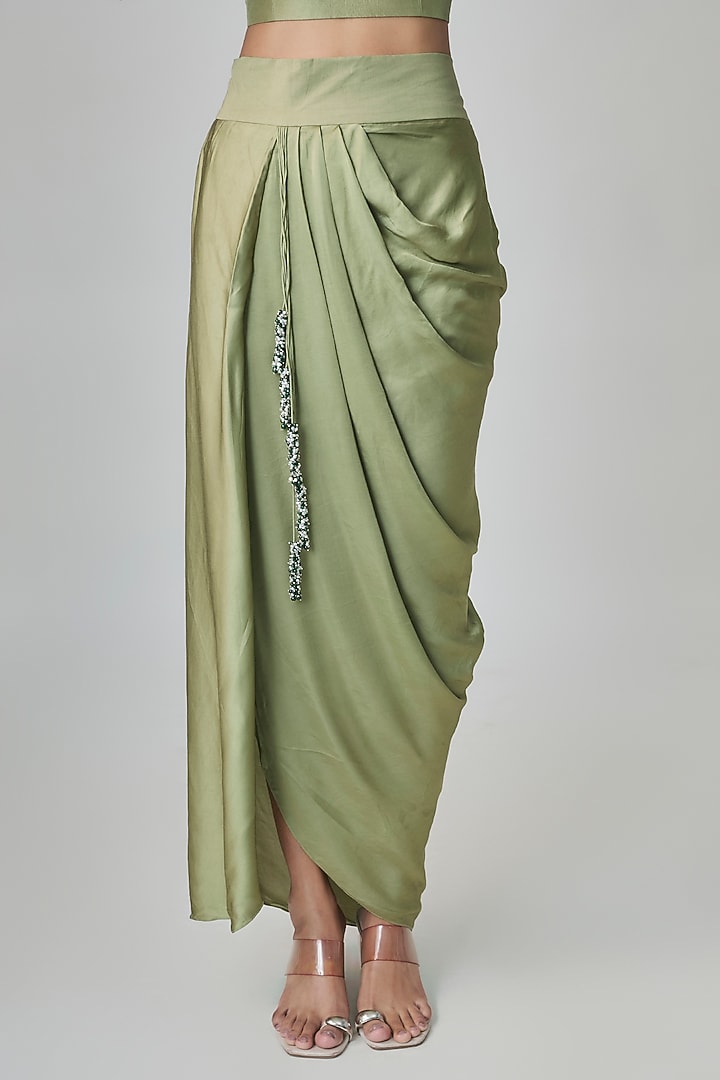 Sea Green Tissue Resham & Mukaish Embroidered Jacket Set by Prisho at Pernia's Pop Up Shop