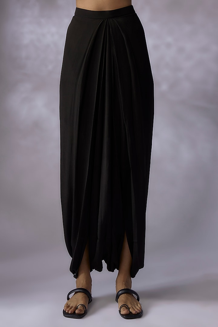 Black Silk Embroidered Kaftan Set by Prisho at Pernia's Pop Up Shop