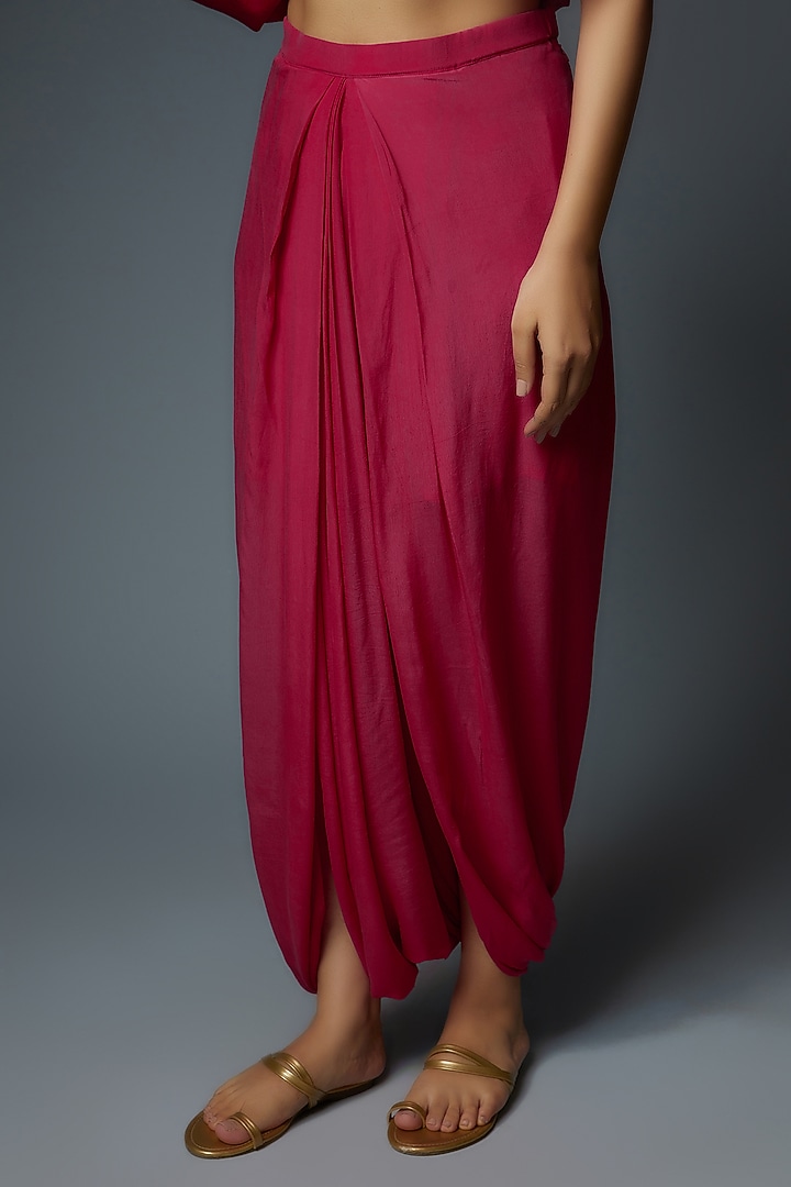 Pink Crepe Dhoti Set by Prisho at Pernia's Pop Up Shop