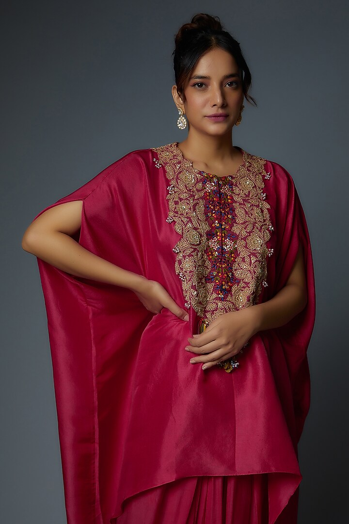 Pink Crepe Dhoti Set by Prisho at Pernia's Pop Up Shop