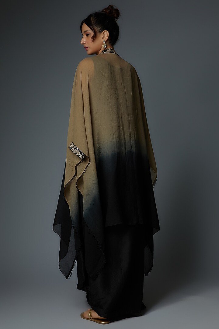 Black Silk Embroidered Jacket Vacation Dress by Prisho at Pernia's Pop Up Shop