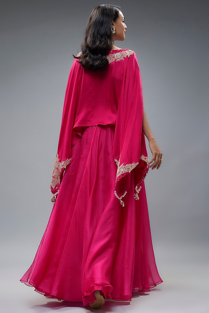 Fuchsia Organza Skirt Set by Prisho at Pernia's Pop Up Shop
