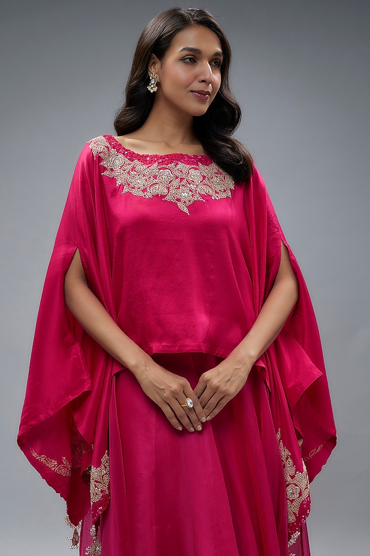 Fuchsia Organza Skirt Set by Prisho at Pernia's Pop Up Shop