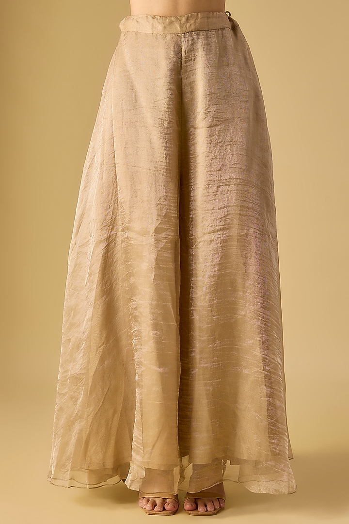 Beige Silk Resham Work Jacket Kurta Set by Prisho at Pernia's Pop Up Shop