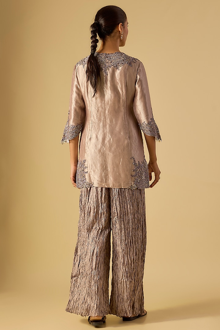 Champagne Crushed Wedding Sharara Set by Prisho at Pernia's Pop Up Shop