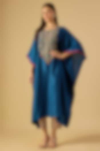Blue Silk Dori Work Kaftan Set by Prisho at Pernia's Pop Up Shop