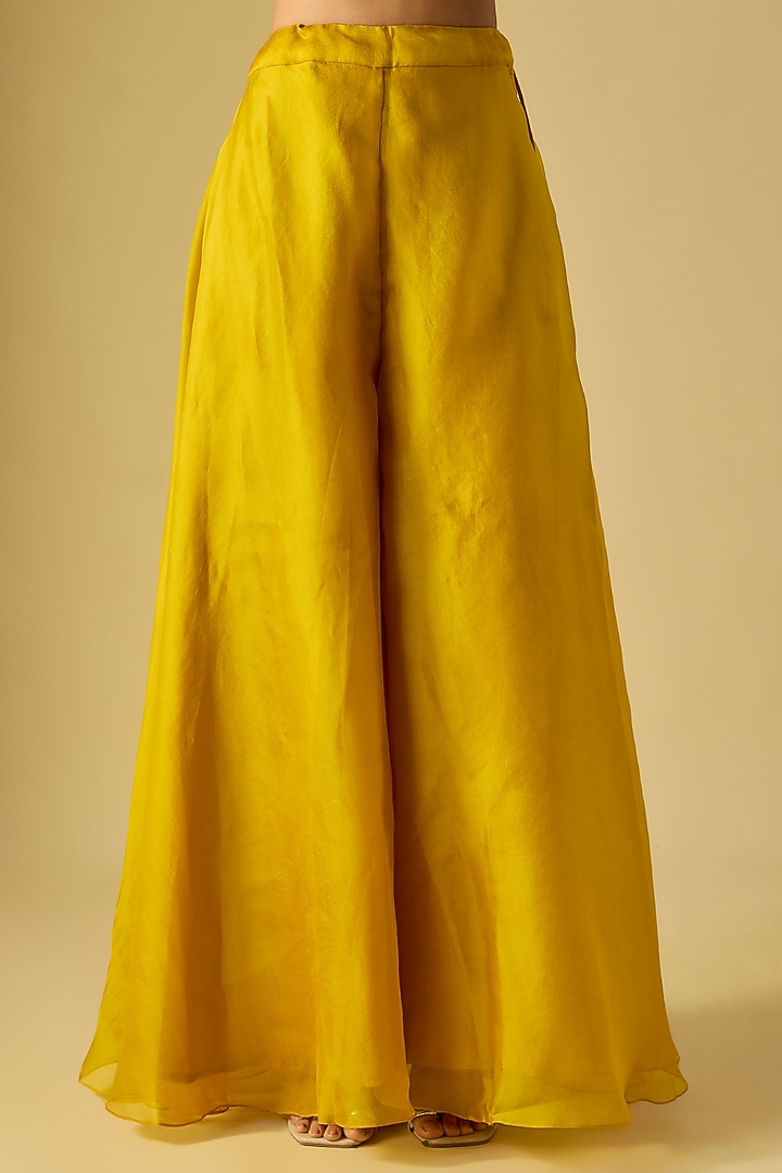 Mustard Organza Wedding Sharara Set by Prisho at Pernia's Pop Up Shop