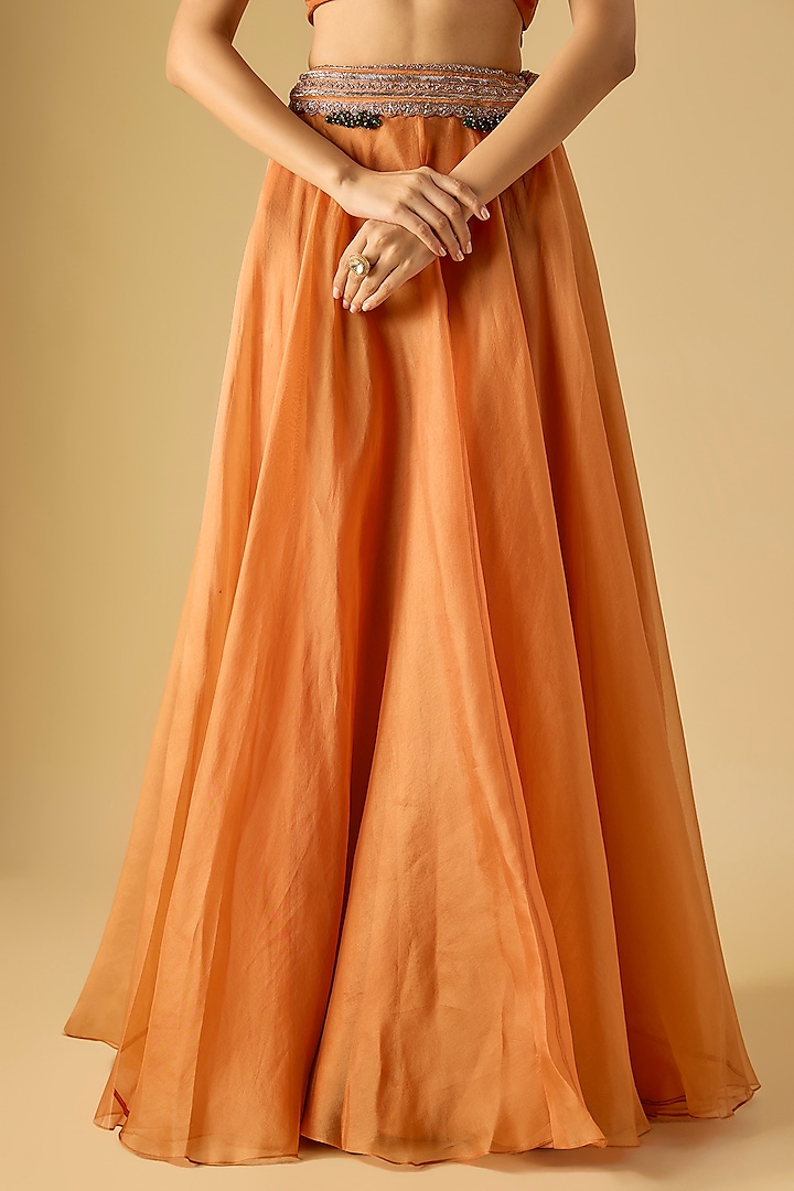 Rust Organza Maal Work Cape Set by Prisho at Pernia's Pop Up Shop