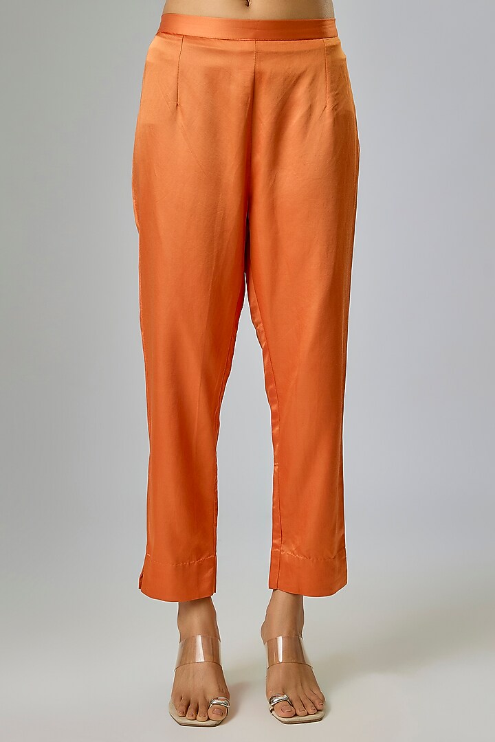 Rust Silk Maal Work Kurta Set by Prisho at Pernia's Pop Up Shop